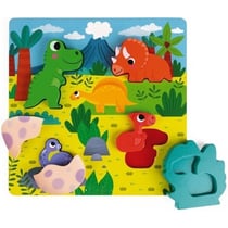 Puzzle cache-cache dinosaures en bois 6 pieces figurines - janod - j07104 - encastrement bebe