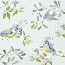 Lot de 4 serviettes en papier découpage collage 33 cm OISEAU BRANCHE DE FLEURS O 208