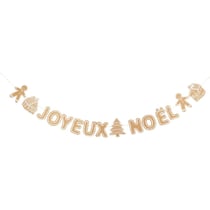 Guirlande Joyeux Noël Pain d'Epice - Kraft Paillettes Blanches Irisées