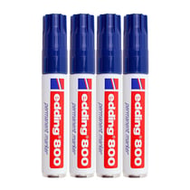 Lot de 4 marqueurs permanents - EDDING - Corps aluminium - Pointe biseau 4-12 mm - Bleu