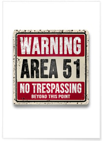 Affiche 'Warning Area 51' | A3 : 29,7x42cm
