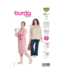Patron Burda 5934 - Robe et blouse zvec joli décolleté et manches à retrousser du 44 au 54 (FR)