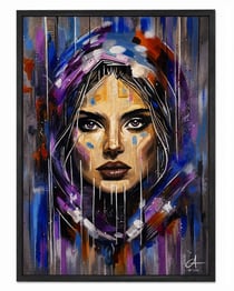 Affiche d'art portrait contemporain — Silence Chromatique — Tableau déco mural — Calbarracin — 70 x 50 cm