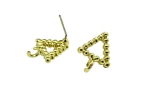 Paire boucle d'oreille puce triangle avec billes 16*13mm avec 1 boucle doré