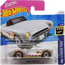 Vehicule barbie 1956 corvette hot wheels 1/64 - hw screen time 3/10 - mattel - htb37 - petite voiture metal