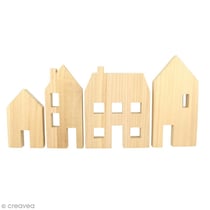 Maisons en bois à décorer - 4 pcs