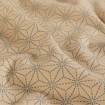 Tissu Coton imprimé Casual motif géométrique Bleu marine sur fond Beige
