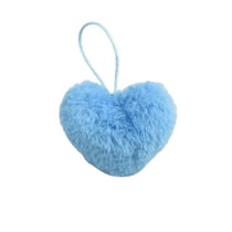 Pompon fourrure artificielle cœur 45x 65mm bleu canaries
