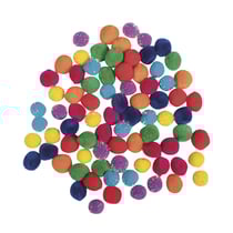 Mélange de pompons, 15mm ø, arc en ciel,  couleurs assorties, 80 pces
