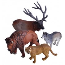 Set animaux de la foret - 4 figurines - cerf- lynx - loup - bison - wild republic - 23768