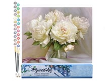 Peinture par Numéro Figured'Art - Pivoines blanches - Kit de Loisir Créatif DIY Numéro d'Art Complet - 40x50cm sans châssis en bois