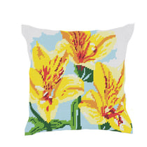 LUC - Kit coussin demi-point Fleurs jaunes