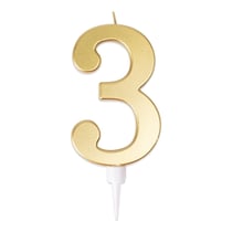 Bougie géante or - chiffre 3
