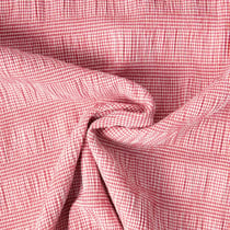 Tissu Polyviscose Seersucker aspect Lin lavé Suzy carreaux Blanc sur fond Rouge