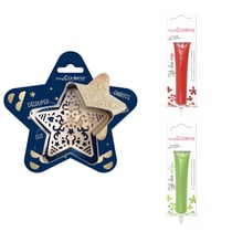 Kit pour biscuit en relief Étoile + 2 Stylos au chocolat rouge et vert clair