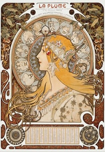 Puzzle 1000 pièces - Alphonse Mucha - La Plume, 1896-97 - Grafika