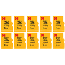 Kodak Lot de 10 Cartes Mémoire Micro SDHC 8 Go + Adaptateurs – Classe 10 – Haute Vitesse pour Smartphones, Caméras, Tablettes et GPS