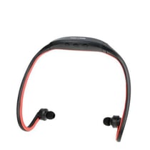 Casque MP3 Sport Sans Fil Lecteur Audio Micro SD Running Vélo Wma Wav Noir Rouge YONIS