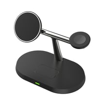 Avizar Chargeur Sans Fil 3-en-1 15W avec Support en Acier Noir / Argent