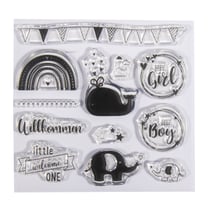 Clear Stamps "Willkommen Baby", 102,5x97mm, 12motifs, 1feuille