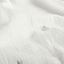 Tissu Double gaze de Coton Petits oiseaux gris sur fond Blanc