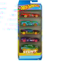 Pack de 5 véhicules hot wheels : stunt tracks - mattel - jbj81 - set voitures miniatures