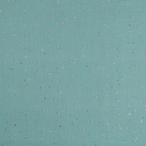 Tissu Double gaze Baya Pois dorés sur fond Vert de gris