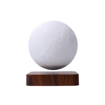 Globe Lune 3D en lévitation MOONFLIGHT base bois foncé