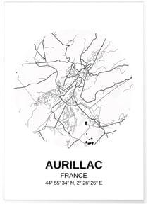 Affiche Carte Aurillac | A3 : 29,7x42cm