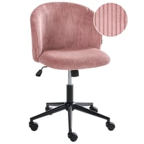 Chaise de Bureau Rose en Velours Côtelé Pivotante avec Assise et Dossier Hauteur Réglable Style Moderne