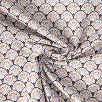 Tissu Coton imprimé éventails Arty Gaudi sur fond Gris