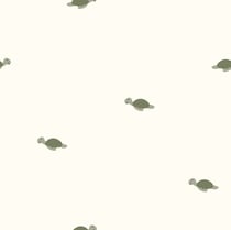 Tissu Jersey Coton LittleBird Tortues vertes sur fond Ecru