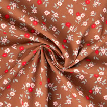 Tissu Coton imprimé Arty Nadie fleuris sur fond Marron