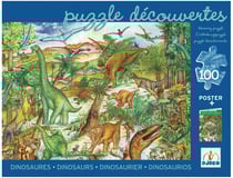 Puzzle Observation 100 p Dinosaures - Djeco - Bleu