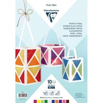 Papier vitrail Clairefontaine - 10 feuilles - 10 couleurs assorties - 20 x 30 cm - 40 g/m²