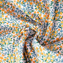 Tissu Coton Matelassé réversible Deniz fleuris sur fond Rose pastel