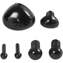 Yeux et museaux pour le modelage, d 3+6 mm, dim. 8x6+14x11 mm, noir, 20 set/ 1 Pq.