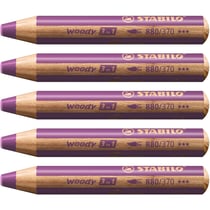 Lot 5 crayons de couleur STABILO Woody 3 en 1 - Lilas - Extra large