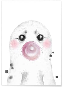 Affiche 'Bulle de Phoque Rose' | A3 : 29,7x42cm