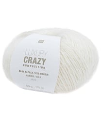 Fil exceptionnel à tricoter Luxury Crazy Composition Aran - Rico Design 01 Creme