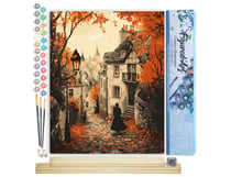 Peinture par Numéro Figured'Art - Promenade d'Automne et vieille Ville - Kit de Loisir Créatif DIY Numéro d'Art Complet - 40x50cm toile roulée + châssis en bois à monter