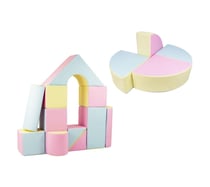 Set de 15 blocs en mousse le jeu rose bleu jaune pastel