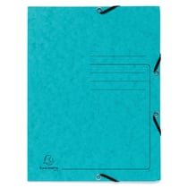 Chemise à élastique 3 rabats carte lustrée 355gm2 - A4 - Turquoise - x 25 - Exacompta
