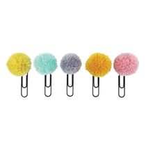 MégaCréa DIY - Trombone pompons en laine Pastel 5,5 x 3 cm 5 pièces