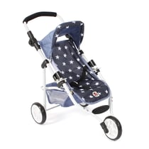Petite poussette de jogging LOLA pour poupées Bleu marine avec étoiles