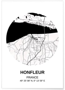 Affiche Carte Honfleur | A3 : 29,7x42cm
