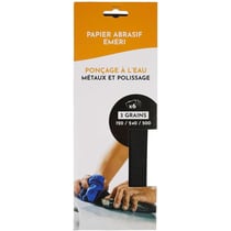 Papier abrasif émeri - Papier à poncer - Ponçage à l'eau - 6 feuilles - 28x9,5cm