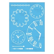 Pochoir plastique souple réutilisable 18,5 x 14,5 cm Fabrika Decoru HORLOGE 093