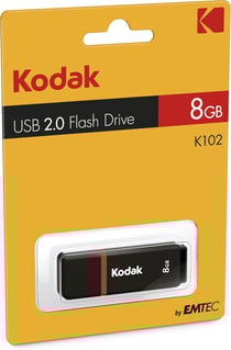 KODAK Clé USB 8Go Classic K102 - USB 2.0, Compatibilité Universelle, Lecture 15MB/s, Écriture 5MB/s, Compactes 54x12x6mm - Noir