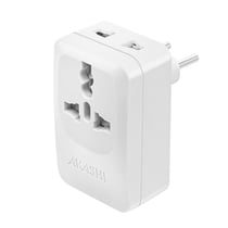 Akashi Adaptateur de Voyage Europe Brésil Corée USB et USB C 15W Blanc